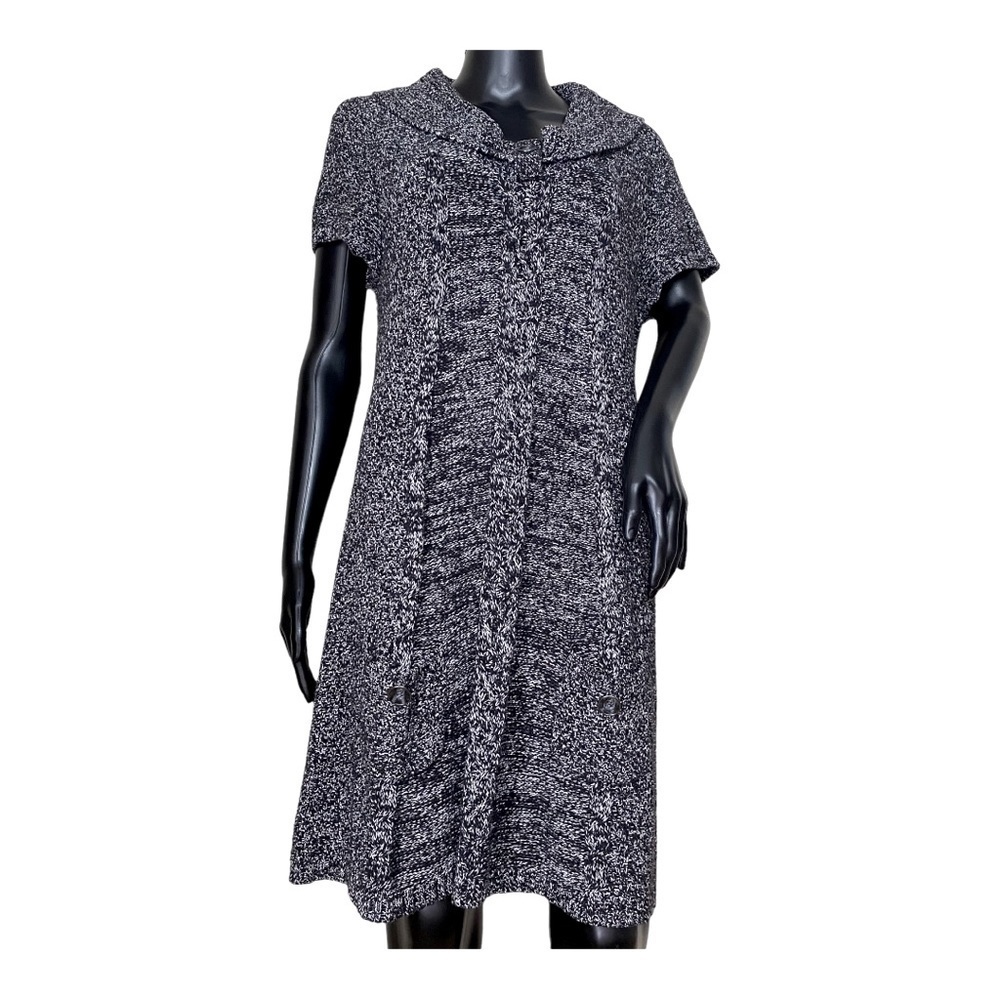 Style & Co Sweater Dress Black White Sz L